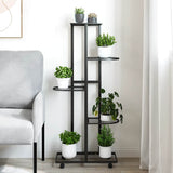Fioriera a 5 Piani con Ruote 44x23x100 cm Ferro Nero