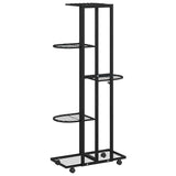 Fioriera a 5 Piani con Ruote 44x23x100 cm Ferro Nero
