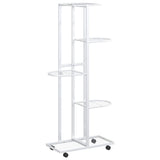 Fioriera a 5 Piani con Ruote 44x23x100 cm Ferro Bianco