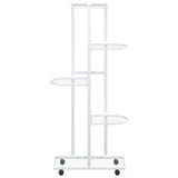 Fioriera a 5 Piani con Ruote 44x23x100 cm Ferro Bianco