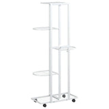 Fioriera a 5 Piani con Ruote 44x23x100 cm Ferro Bianco