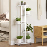 Fioriera a 5 Piani con Ruote 44x23x100 cm Ferro Bianco