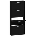 Scarpiera Nera 59x17x150 cm in Legno truciolato