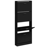 Scarpiera Nera 59x17x150 cm in Legno truciolato