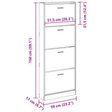 Scarpiera Grigio Cemento 59x17x150 cm in Legno truciolato