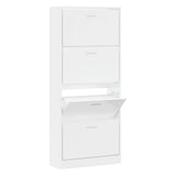 Scarpiera Bianco Lucido 63x24x147 cm in Legno truciolato