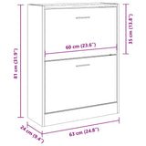 Scarpiera Rovere Fumo 63x24x81 cm in Legno truciolato