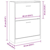 Scarpiera Rovere Marrone 63x24x81 cm in Legno truciolato