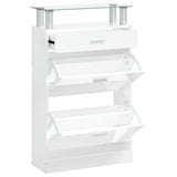 Scarpiera Bianco Lucido 63x24x104 cm in Legno truciolato