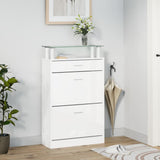 Scarpiera Bianco Lucido 63x24x104 cm in Legno truciolato