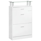 Scarpiera Bianco Lucido 63x24x104 cm in Legno truciolato