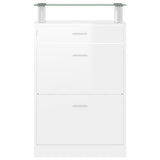 Scarpiera Bianco Lucido 63x24x104 cm in Legno truciolato
