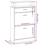 Scarpiera Bianco Lucido 63x24x104 cm in Legno truciolato