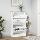 Scarpiera Bianco Lucido 63x24x104 cm in Legno truciolato