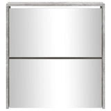 Scarpiera con Specchio a 2 Livelli Grigio cemento 63x17x67 cm