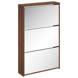 Scarpiera con Specchio a 3 Livelli Rovere marrone 63x17x102,5cm