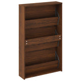 Scarpiera con Specchio a 3 Livelli Rovere marrone 63x17x102,5cm
