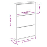 Scarpiera con Specchio a 3 Livelli Rovere marrone 63x17x102,5cm