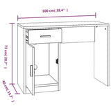 Scrivania Cassetto Grigio cemento 100x40x73cm Legno truciolato