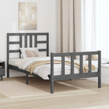 Testiera per Letto Grigia 141x4x100cm in Legno Massello di Pino