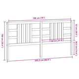 Testiera per Letto Ambra 206x4x100 cm in Legno Massello di Pino