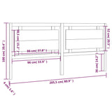 Testiera per Letto Nera 205,5x4x100cm in Legno Massello di Pino