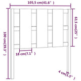 Testiera per Letto Nera 105,5x4x100cm in Legno Massello di Pino