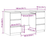 Scrivania Rovere Fumo 140x50x77 cm in Legno truciolato
