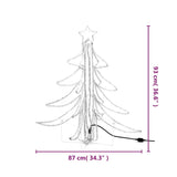 Figura Albero Natale Pieghevole con LED Bianco Caldo 87x87x93cm