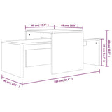 Set Tavolini Salotto Rovere Fumo 100x48x40 cm Legno truciolato