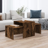 Set Tavolini Salotto Rovere Fumo 100x48x40 cm Legno truciolato