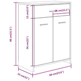 Armadietto Bagno Rovere Marrone 60x33x80 cm Legno tecnico