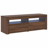 Mobile Porta TV con Luci LED Rovere Marrone 120x35x40 cm