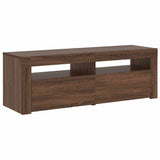 Mobile Porta TV con Luci LED Rovere Marrone 120x35x40 cm
