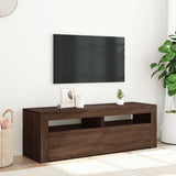 Mobile Porta TV con Luci LED Rovere Marrone 120x35x40 cm