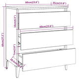 Credenza Rovere Marrone 60x35x69 cm in Legno truciolato