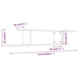 Scaffale TV Parete Rovere Marrone 125x18x23cm Legno truciolato