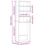 Mobile per Lavatrice Grigio Sonoma 64x24x190 cm