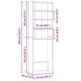 Mobile per Lavatrice Grigio Sonoma 64x24x190 cm