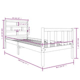 Giroletto in Legno Massello Grigio 75x190 cm Small Single