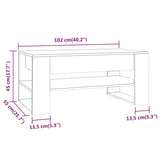 Tavolino da Salotto Bianco 102x55x45 cm in Legno truciolato