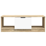 Tavolino Bianco e Rovere Sonoma 102x50x36 cm Legno truciolato