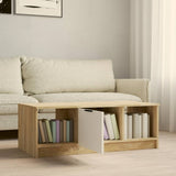 Tavolino Bianco e Rovere Sonoma 102x50x36 cm Legno truciolato