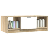 Tavolino Bianco e Rovere Sonoma 102x50x36 cm Legno truciolato