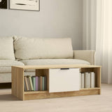 Tavolino Bianco e Rovere Sonoma 102x50x36 cm Legno truciolato