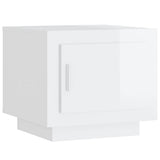 Tavolino Salotto Bianco Lucido 51x50x45 cm in Legno truciolato