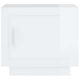 Tavolino Salotto Bianco Lucido 51x50x45 cm in Legno truciolato