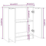 Credenza Rovere Fumo 60x30x70 cm in Legno tecnico