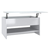 Tavolino da Salotto Bianco Lucido 80x50x40 cm Legno truciolato