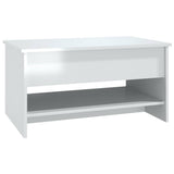 Tavolino da Salotto Bianco Lucido 80x50x40 cm Legno truciolato